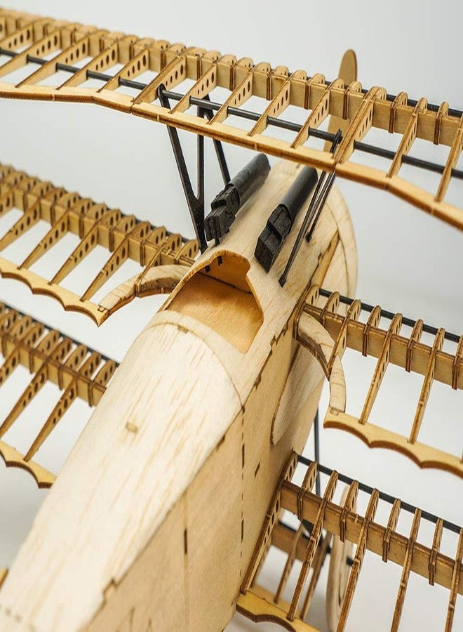 Viloga 3D Wooden Puzzles DIY Fokker DR1 Triplane Model Aircraft Kit, Laser Cut Balsa Wood Model Airplane Kits to Build for Adults, WW1 Wooden Models Airplane Jigsaw Puzzles for Home Decoration Birthday Gift - Image 3